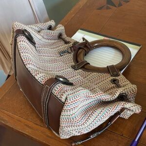 Fossil Multicolor and Brown Satchel